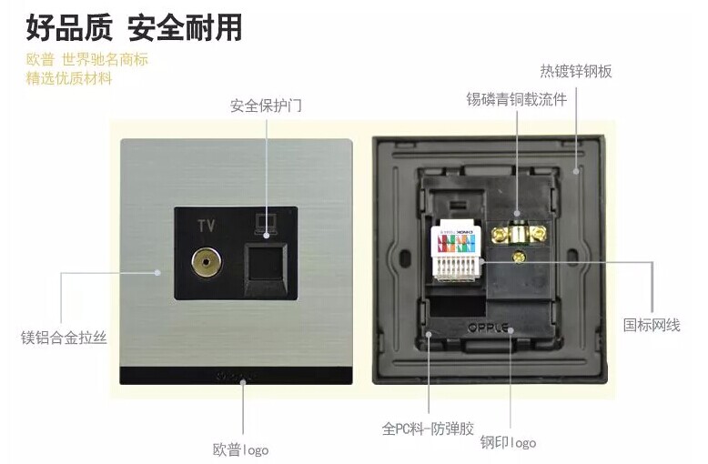 批发欧普照明开关插座p08系列